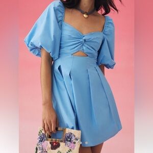 jon river blue puff sleeve mini dress
